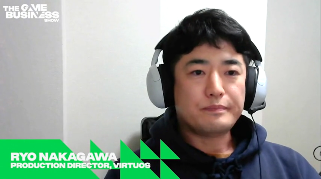 Screen capture of Ryo Nakagawa, Production Director at Virtuos, on The Game Business Show